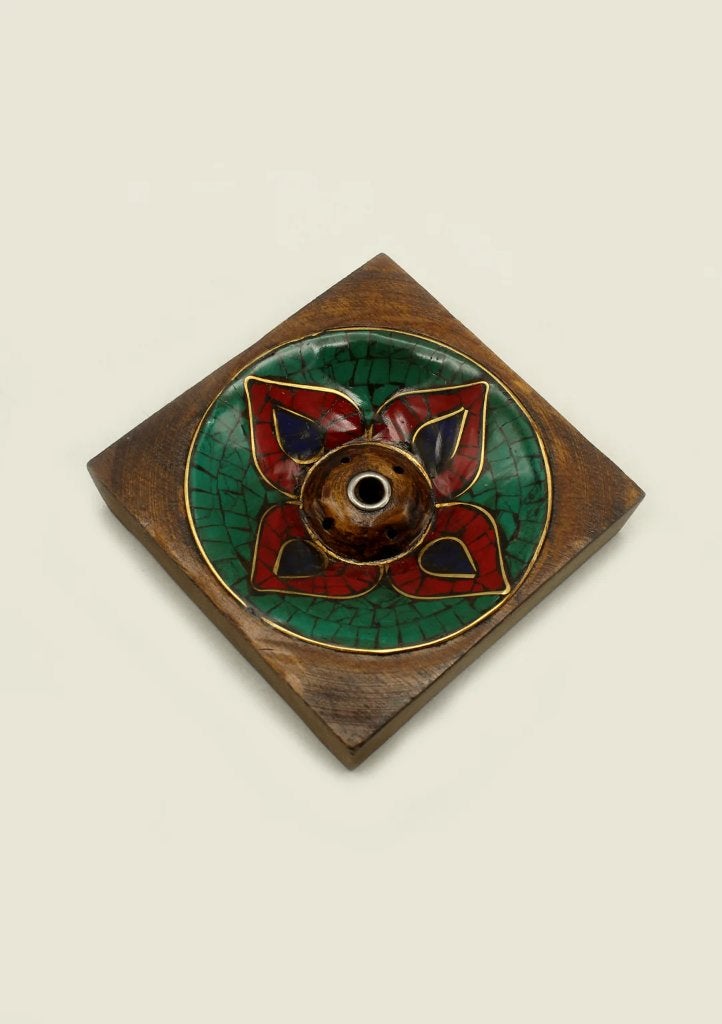 Wierookhouder met ingelegde turkooise lotus, Overige materialen, Verzenden, Nieuw, Nepalhandwerk.nl