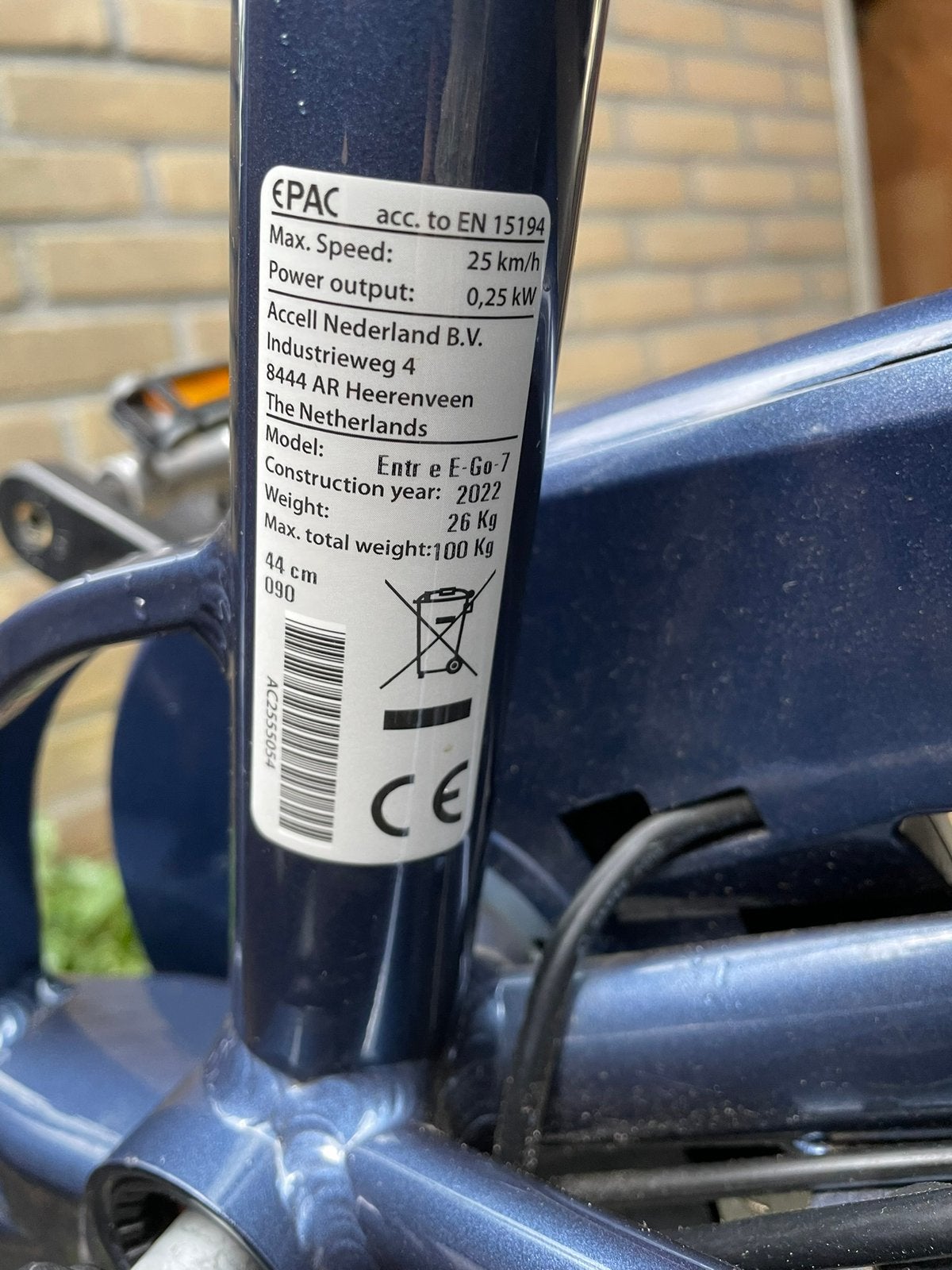 Batavus E-bike Entree go 7 blauw met lage instap., Batavus, Ophalen of Verzenden, Zo goed als nieuw, Minder dan 47 cm