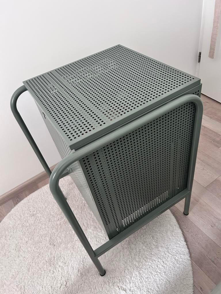 Groene metalen ladekast van IKEA met geperforeerde deuren, Ophalen, Minder dan 50 cm, 1 of 2 laden, Zo goed als nieuw
