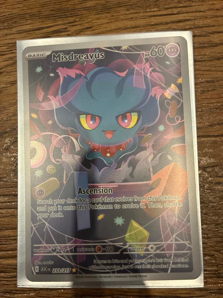 Misdreavus Pokémon Kaart ASCEN 233/217, Ophalen of Verzenden, Zo goed als nieuw, Losse kaart