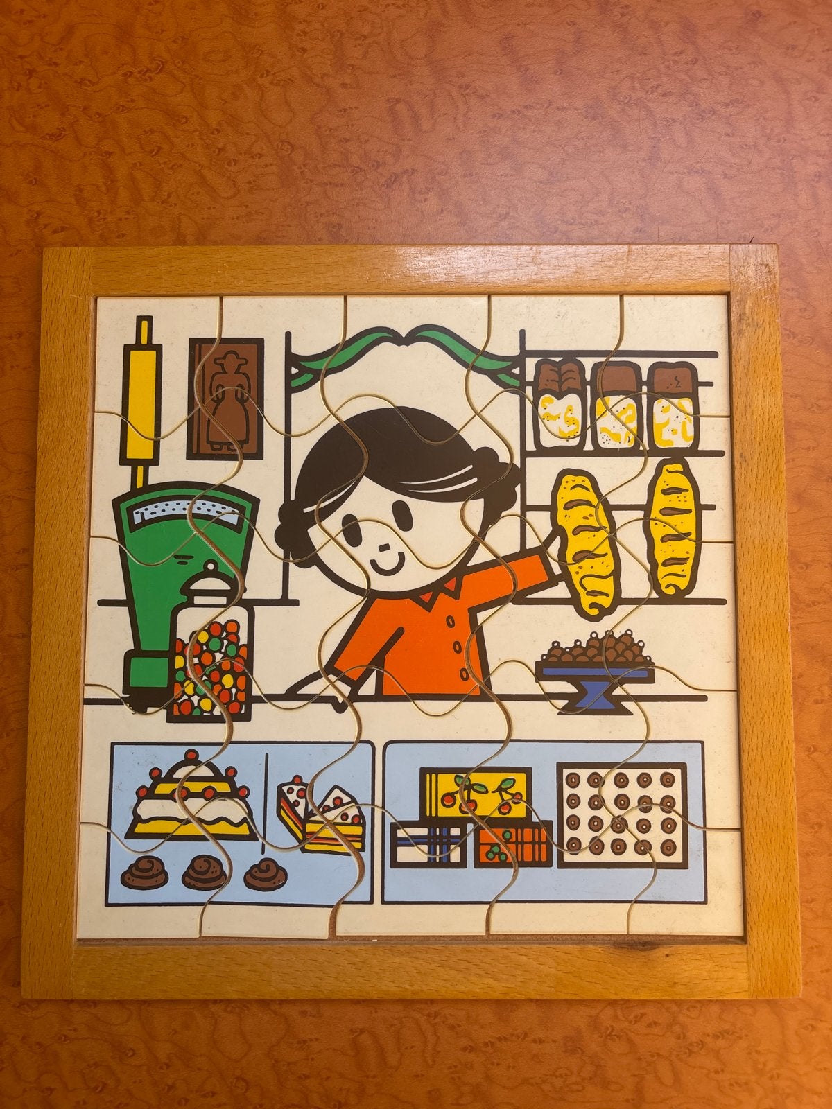 Houten puzzel bakkerij thema voor kinderen, 2 tot 4 jaar, Gebruikt, 10 tot 50 stukjes, Ophalen of Verzenden