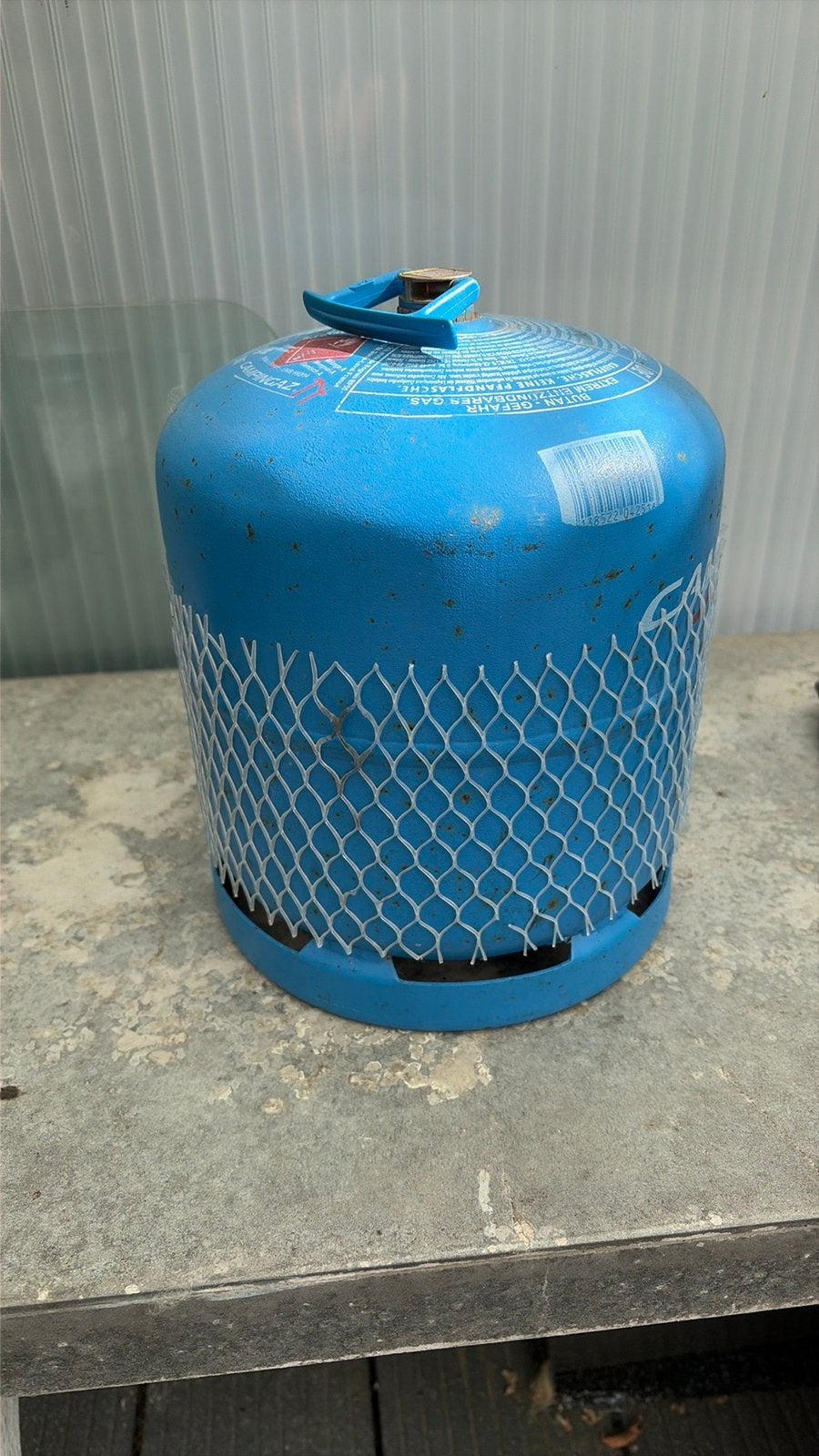 Campingaz blauwe  907 gasfles, bijjna vol, Caravans en Kamperen, Kampeeraccessoires, Ophalen, Zo goed als nieuw