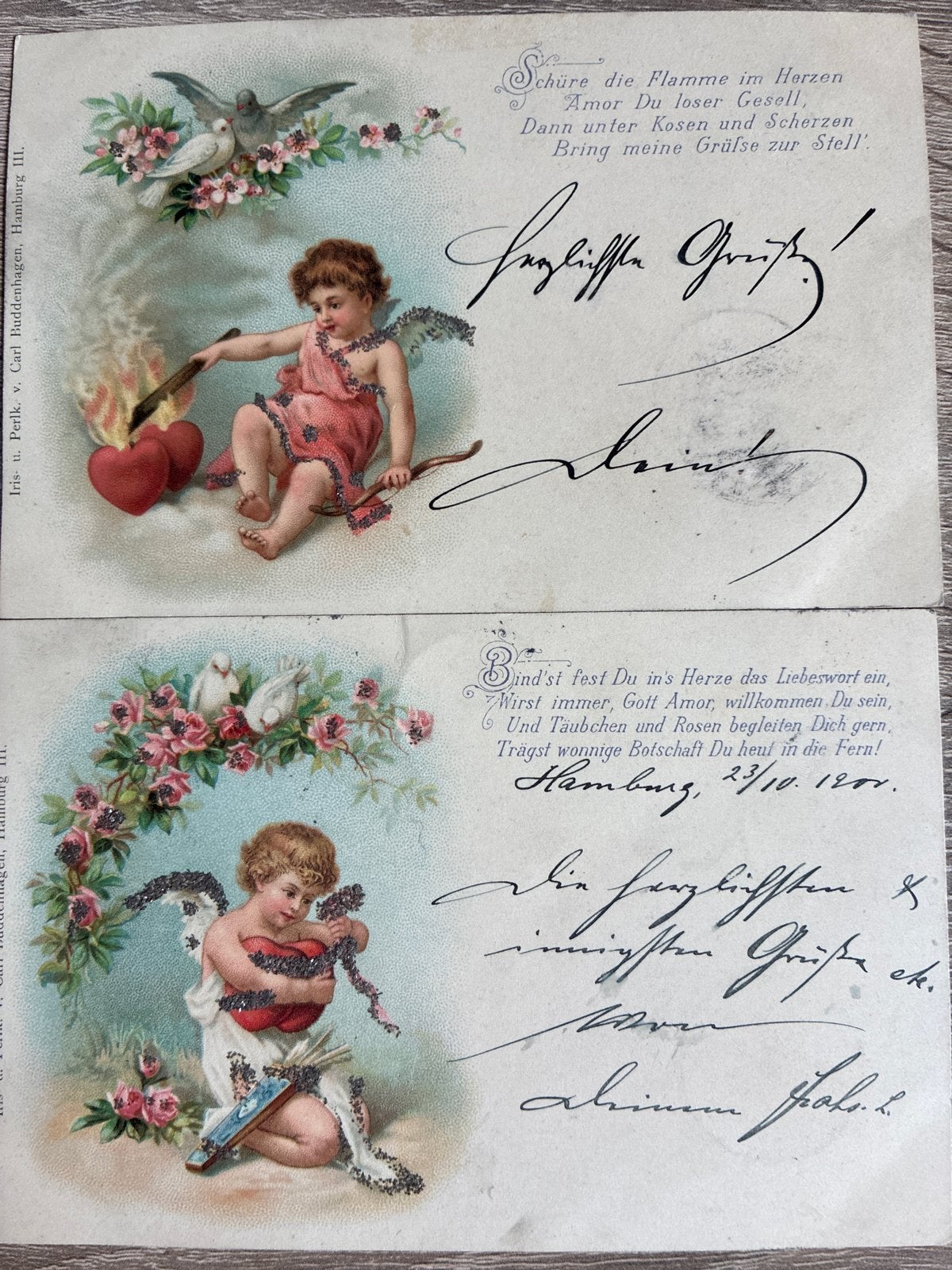 Oude Duitse Ansichtkaarten 1900 - Liefde & Engeltjes (1897), Ophalen of Verzenden, Voor 1920, Gelopen, Duitsland
