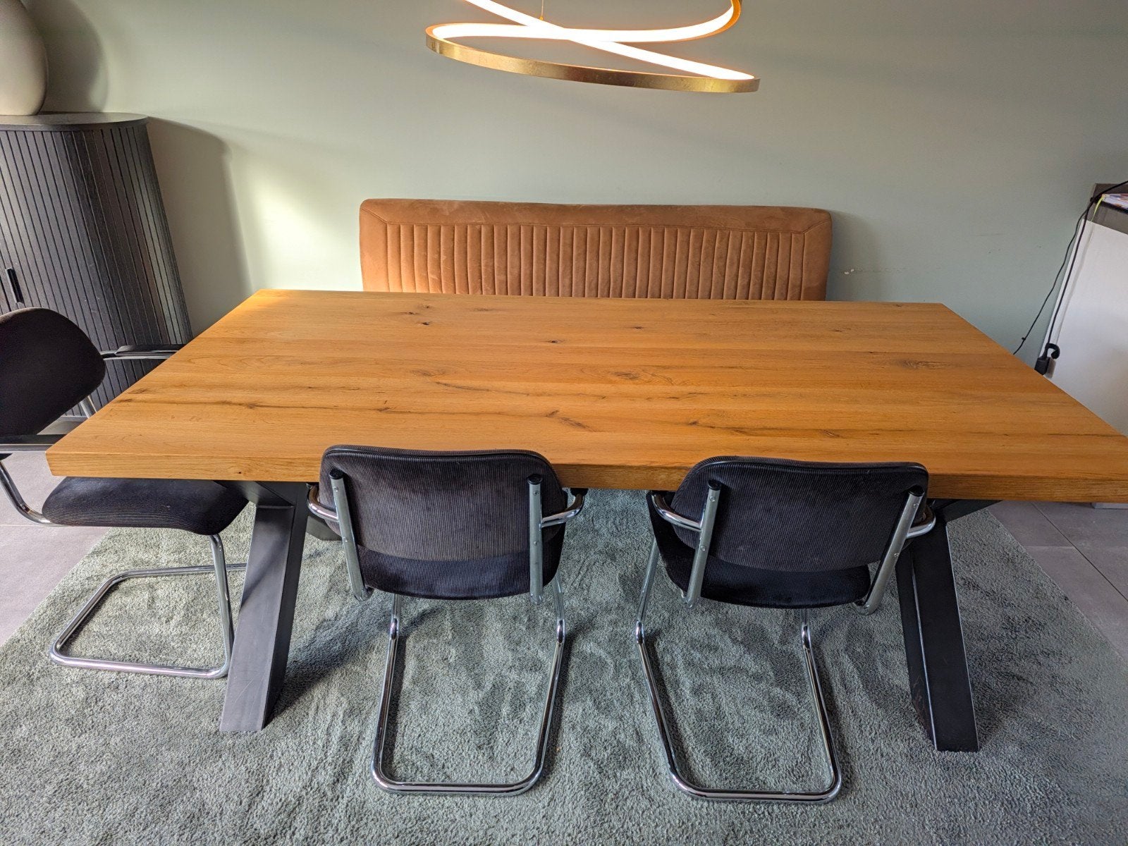 Houten eettafel, Ophalen, Gebruikt, Eikenhout, 200 cm of meer