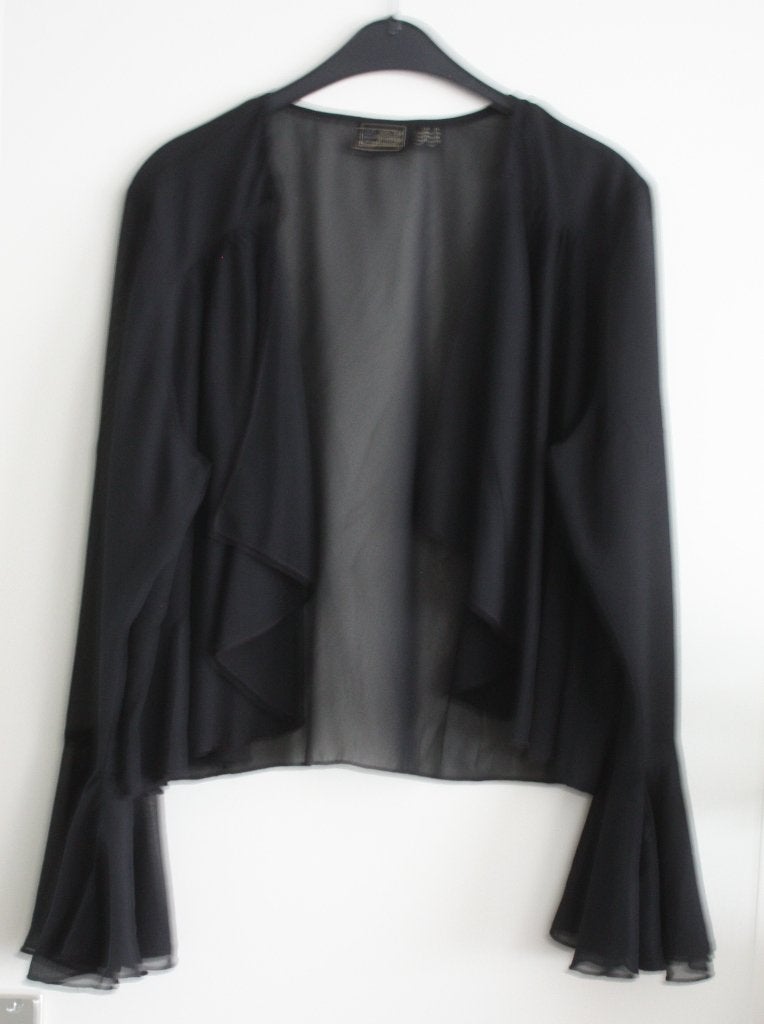 zwarte transparante bolero  maat 46, Kleding | Dames, Truien en Vesten, Ophalen of Verzenden, Gedragen, Maat 46/48 (XL) of groter