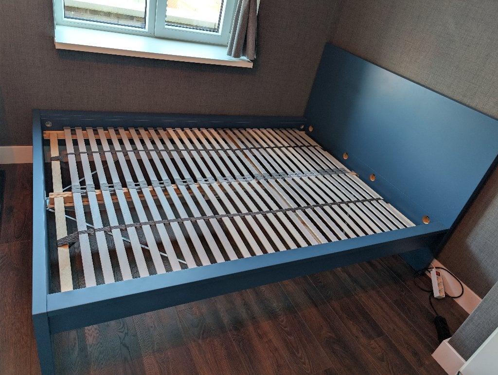 IKEA Tweepersoons bed 140x200cm, Ophalen, Blauw, Tweepersoons, 140 cm
