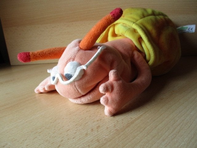 Sesamstraat Slak Bernd pluche handpop  35cm  Living Puppets, Ophalen of Verzenden, Zo goed als nieuw, Overige typen