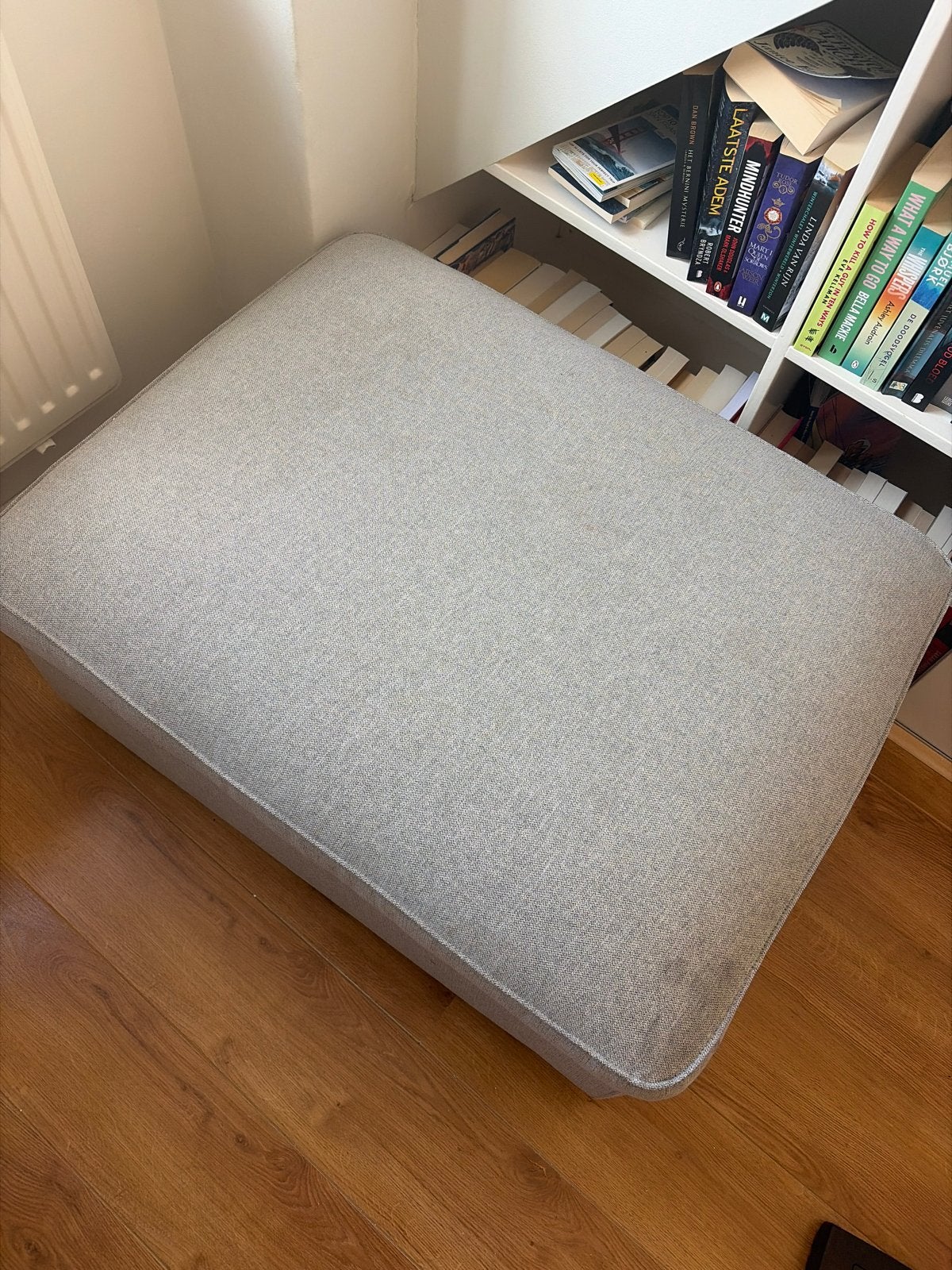 IKEA Poef met opbergruimte - Grijs, Ophalen, 75 tot 100 cm, Zo goed als nieuw, Stof
