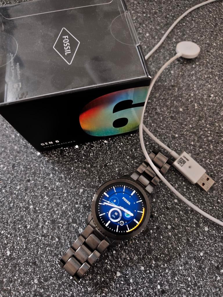 Fossil Gen 6 Smartwatch FTW4059 Inox - Accu te vervangen, Sieraden, Tassen en Uiterlijk, Smartwatches, Fossil, Ophalen of Verzenden