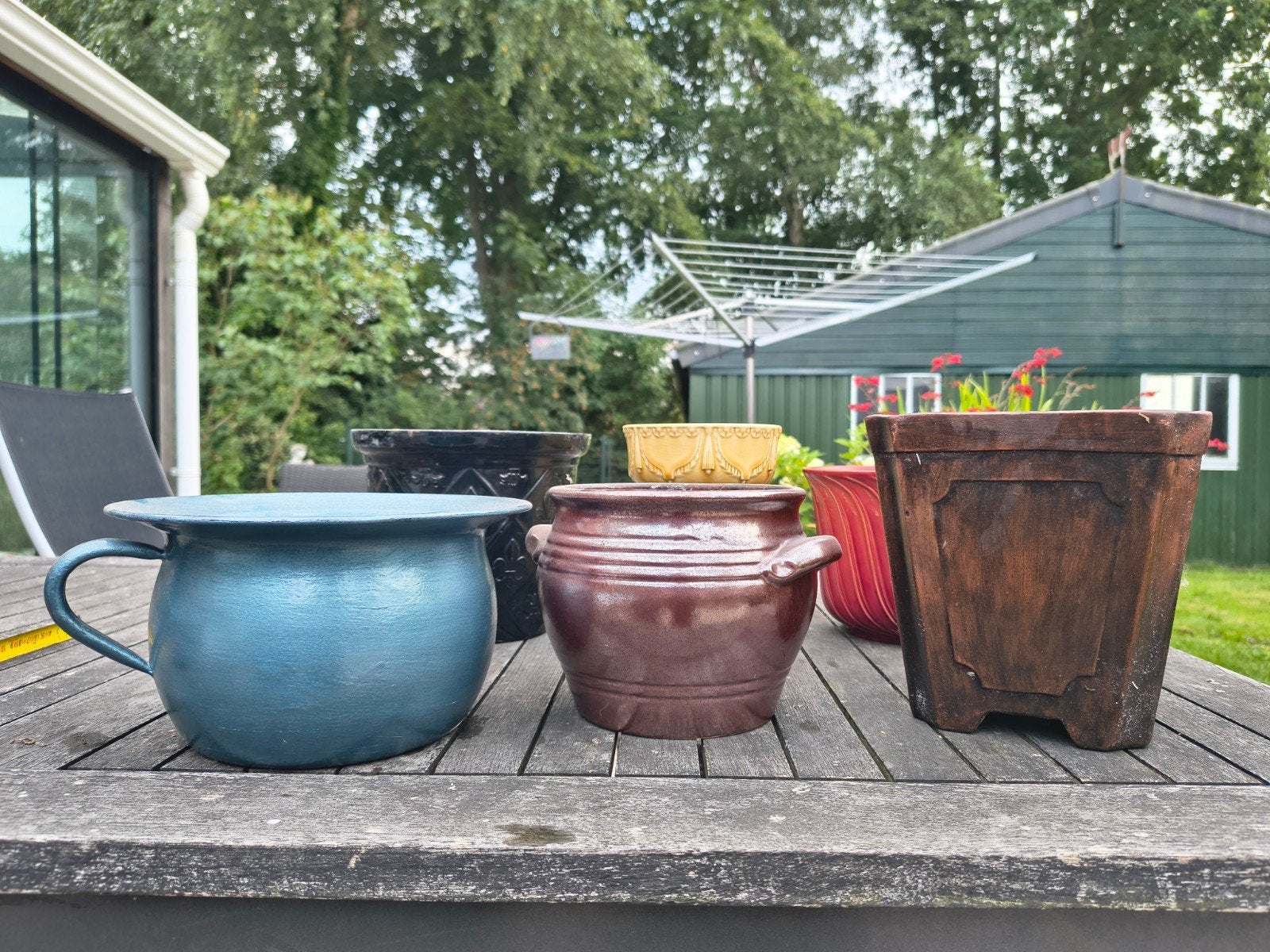 6 diverse bloempotten, Ophalen, Gebruikt, Rond, Aardewerk