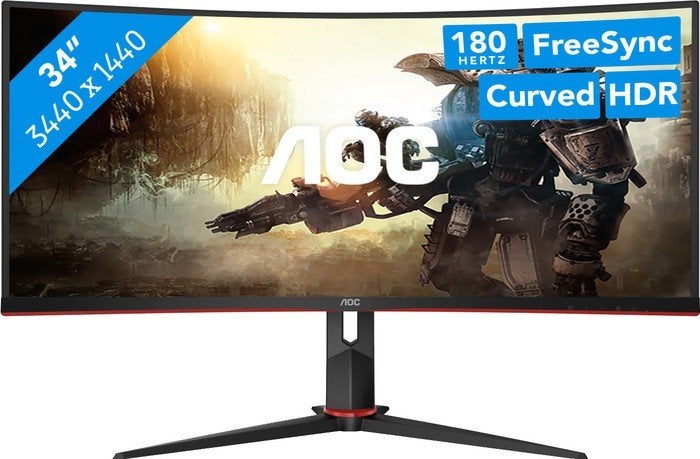 AOC CU34G2XP Ultrawide Gaming Monitor 34 inch 180hz, Computers en Software, Monitoren, In hoogte verstelbaar, VA, AOC, Zo goed als nieuw