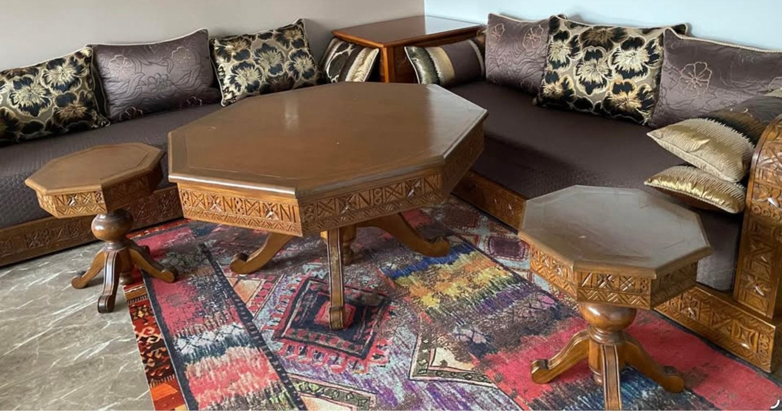 Markaanse artizanale berber saloon, Ophalen, Gebruikt, Hout, Marokaans