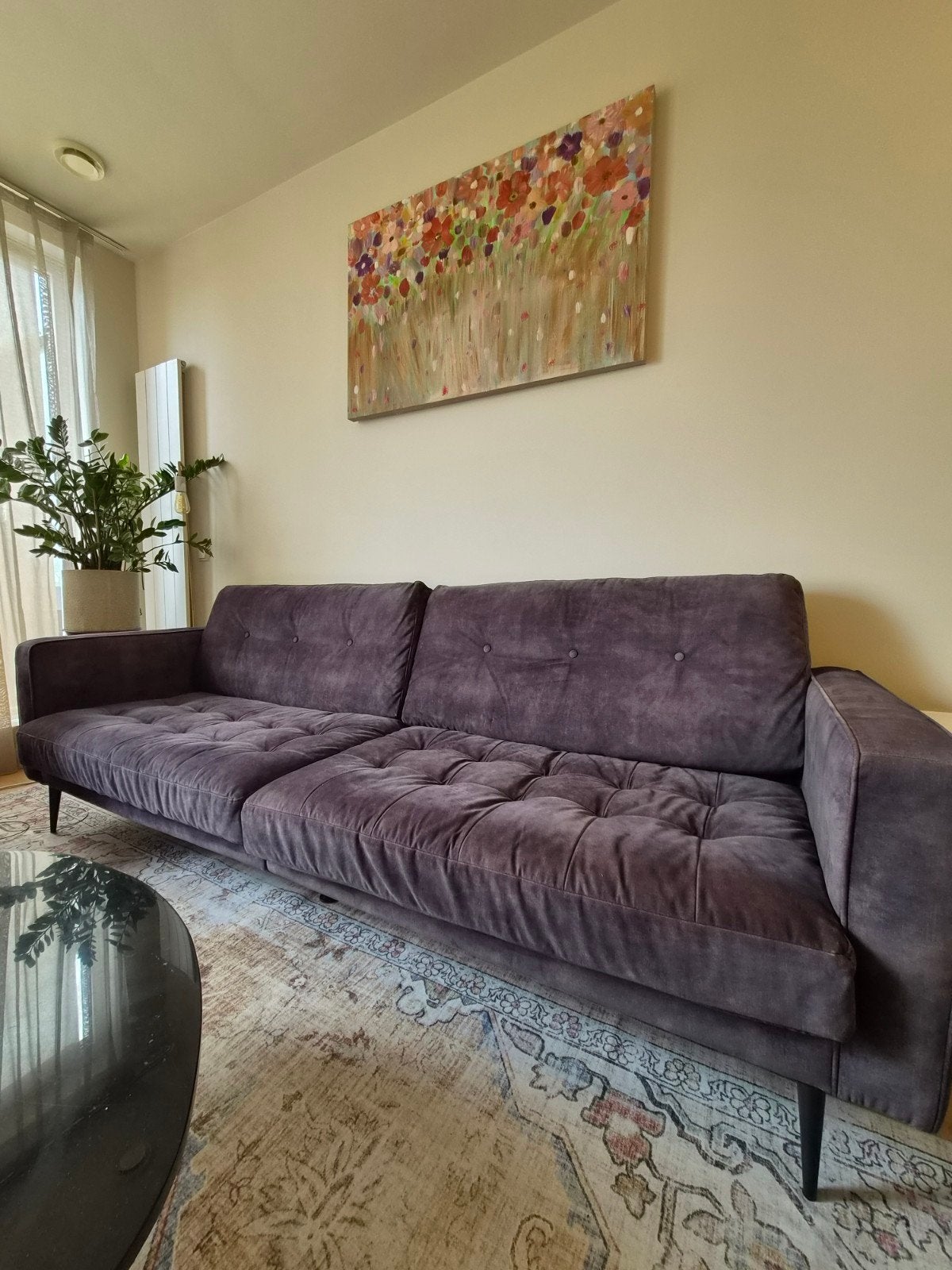 Zitmaxx Bank - Donkergrijs Velour - Zo goed als nieuw, Huis en Inrichting, Banken | Bankstellen, Ophalen, 75 tot 100 cm, Zo goed als nieuw