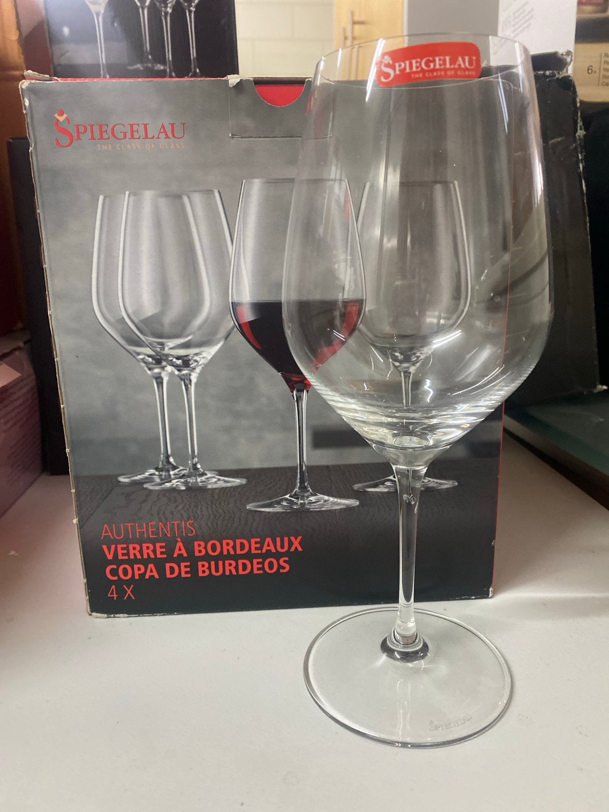 3 Nieuwe Spiegelau Authentis Bordeaux Wijnglazen, Glas, Onbekend, Nieuw, Ophalen of Verzenden