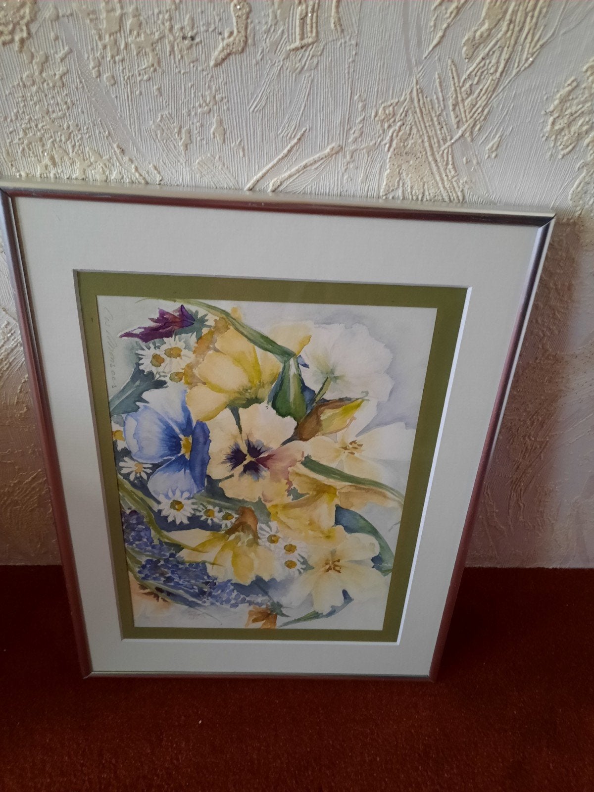 Prachtige aquarel bloemen in lijst, Ophalen of Verzenden