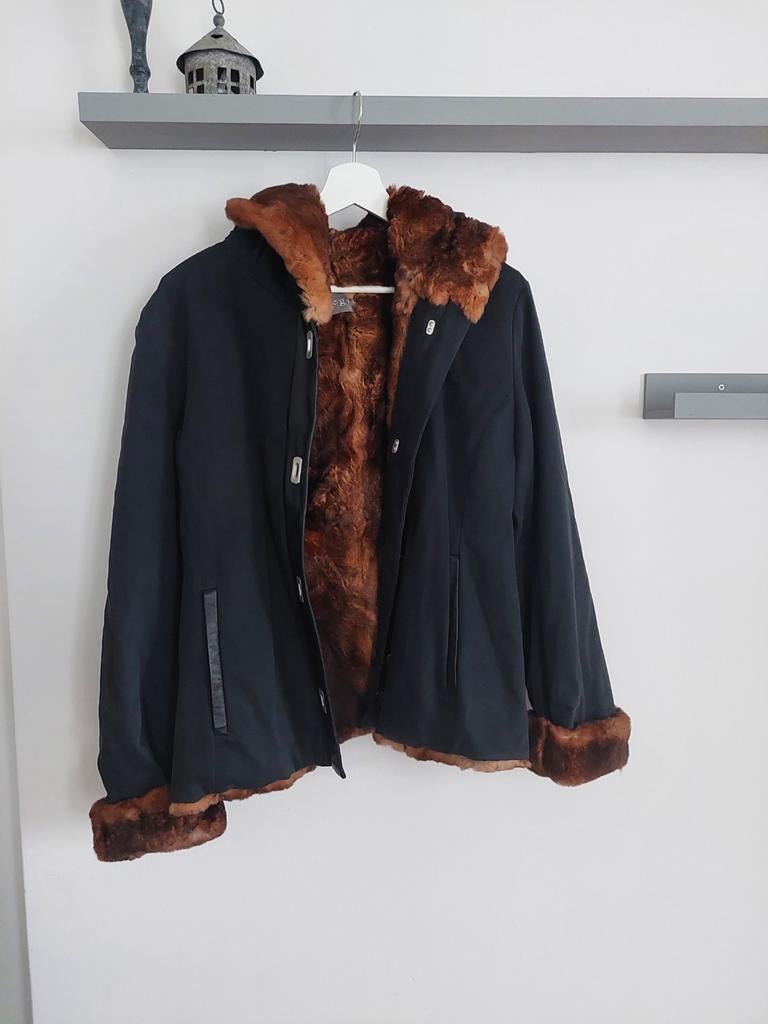 Vintage Jas met Konijnenbont Voering, Kleding | Dames, Jassen | Winter, Maat 38/40 (M), Bruin, Ophalen of Verzenden, Allegri