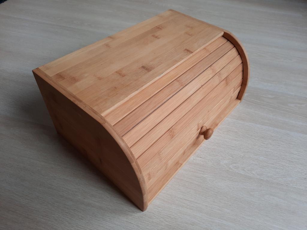 Houten broodtrommel met rolklep - 40x17x27 cm, Ophalen of Verzenden