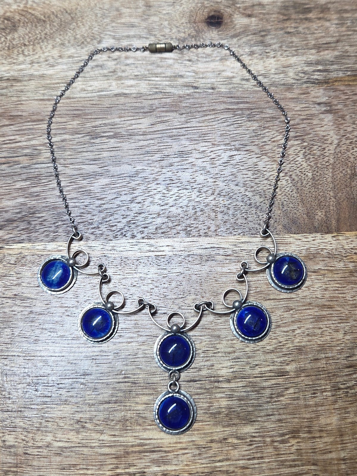 Vintage ketting, Sieraden, Tassen en Uiterlijk, Kettingen, Overige materialen, Blauw, Ophalen of Verzenden, Zo goed als nieuw