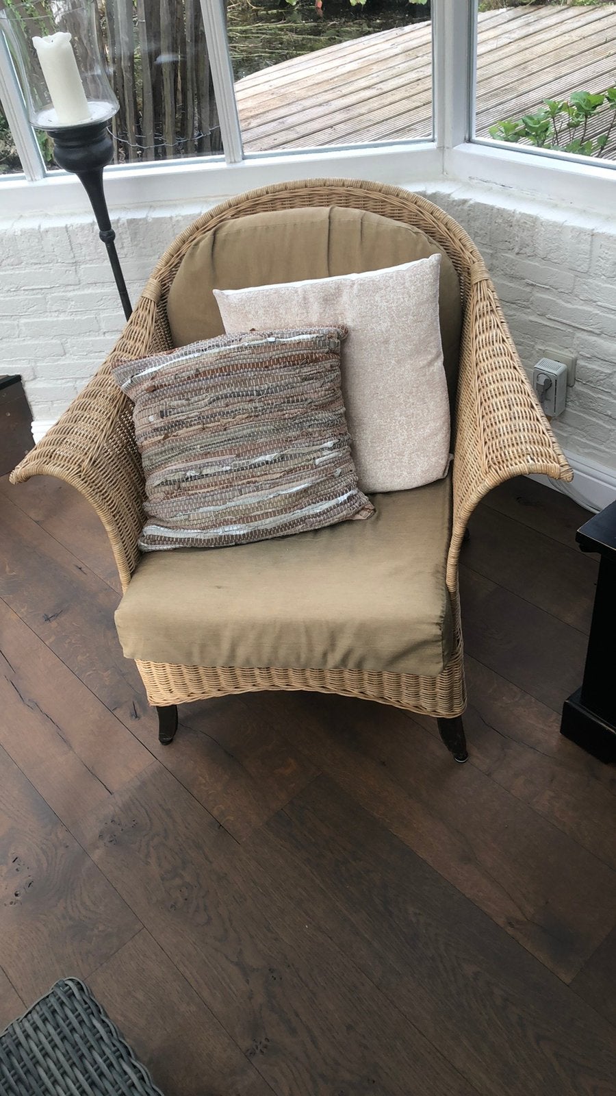 Mooi brede rieten fauteuil, Ophalen, Zo goed als nieuw, Rotan