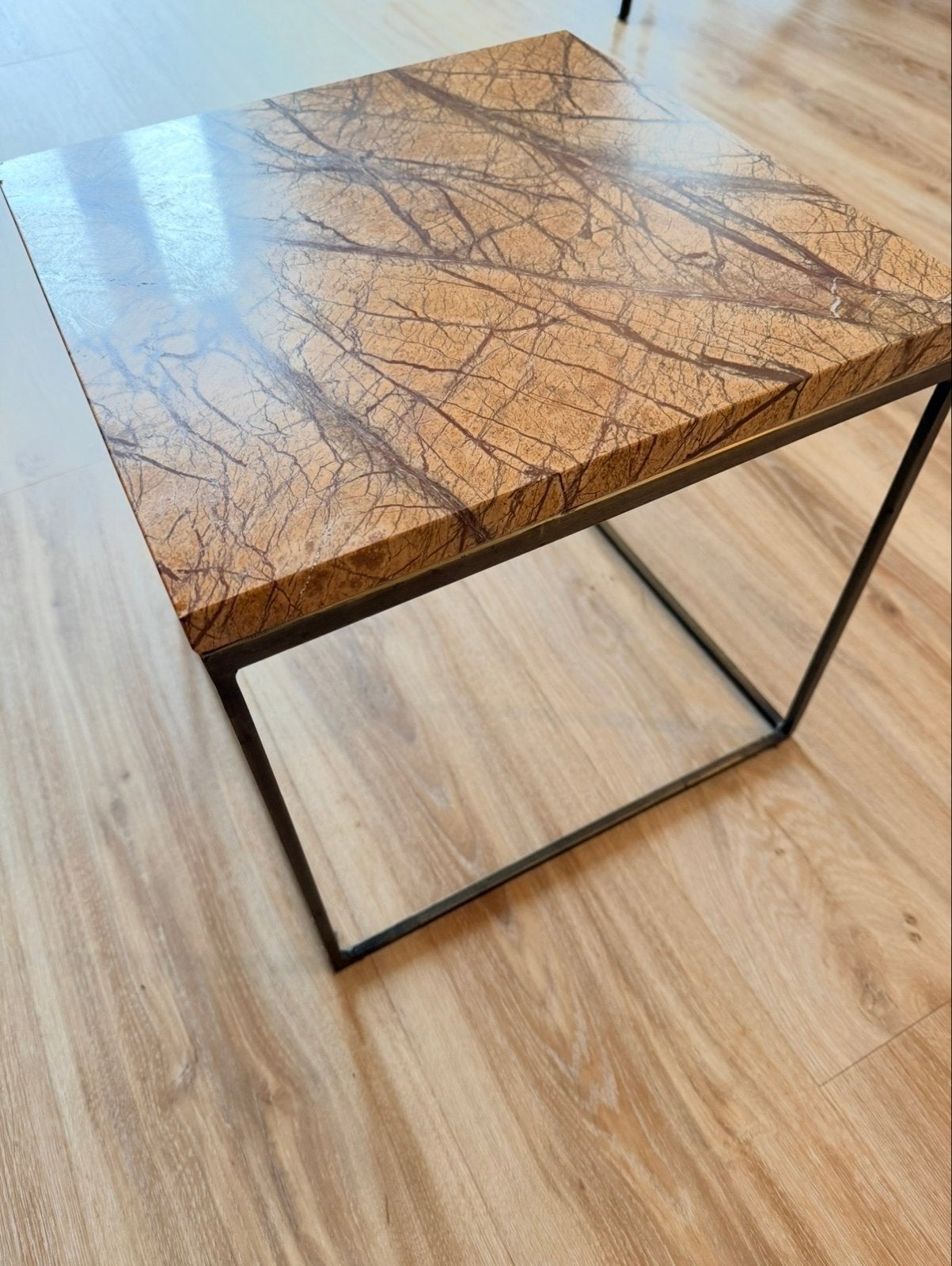Bijzettafel marmerlook 35x36 cm, Ophalen, Minder dan 55 cm, Gebruikt, Vierkant