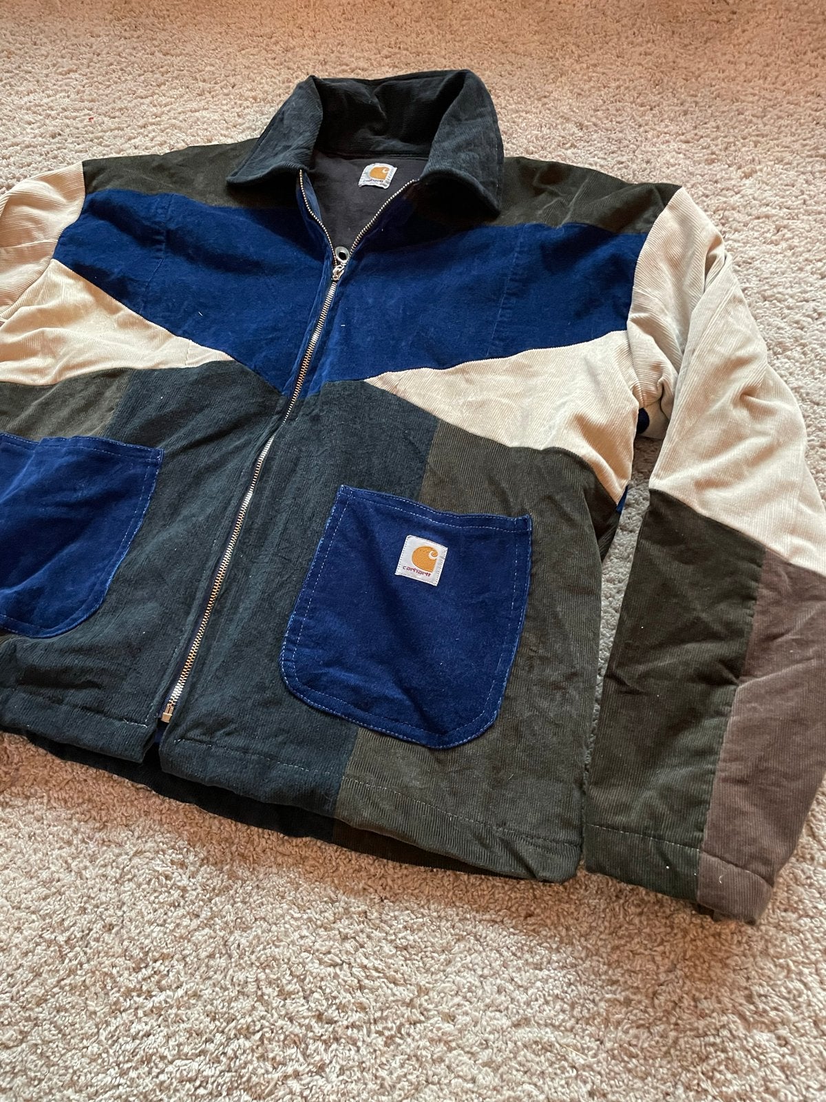 Carhartt Corduroy Patchwork Jas - Maat M, Ophalen of Verzenden, Zo goed als nieuw, Maat 48/50 (M), Meerkleurig