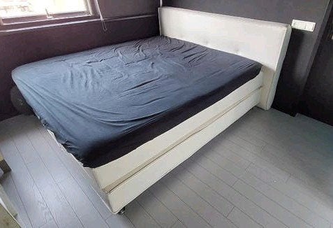 Luxe Goossens Infinity boxspring 180x200 inclusief matras, Ophalen, Gebruikt, Wit, Tweepersoons