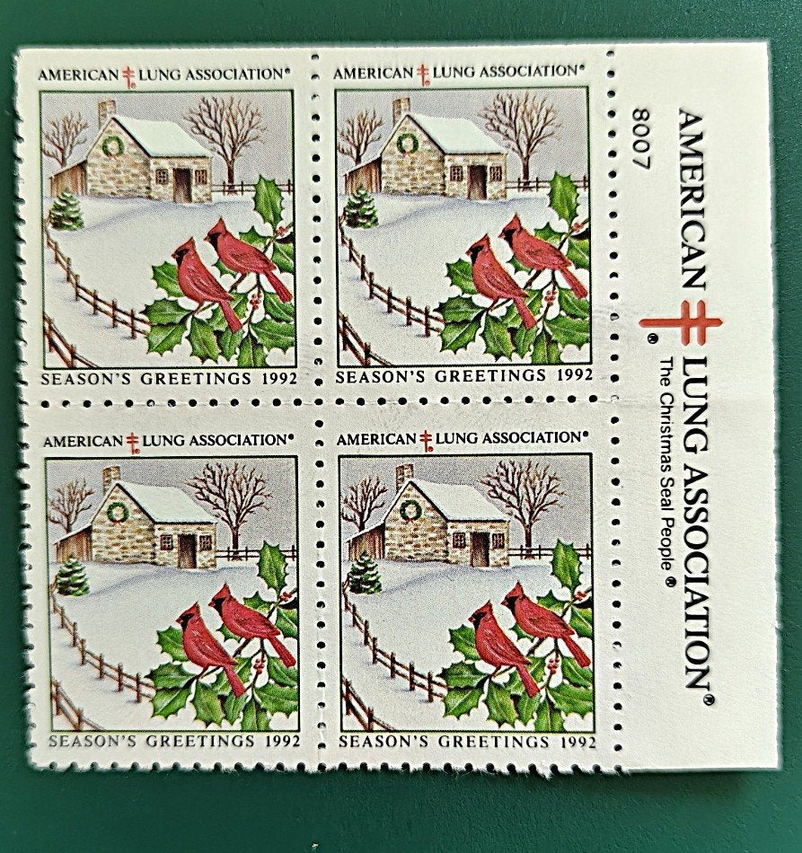 USA : TBC kerst/sluitzegels blok 1992 postfris, Verzenden, Overige thema's