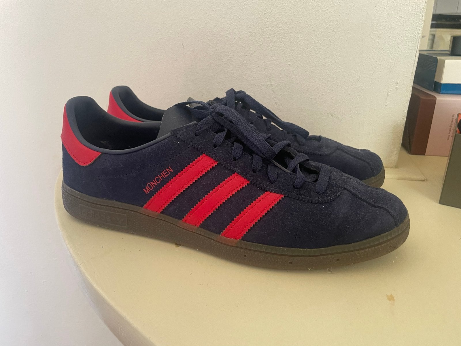 Adidas München sneakers maat 47 1/3, Verzenden, Gedragen, Blauw, Sneakers of Gympen