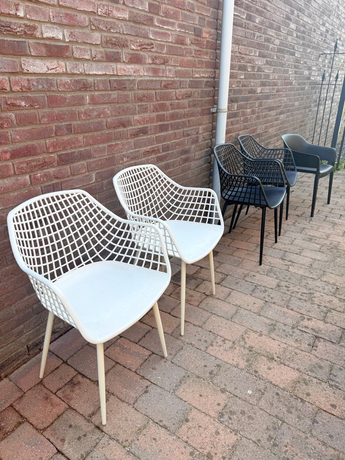 Kunststof tuinstoelen 5x, Tuin en Terras, Tuinsets en Loungesets, Ophalen, 5 zitplaatsen, Kunststof, Gebruikt