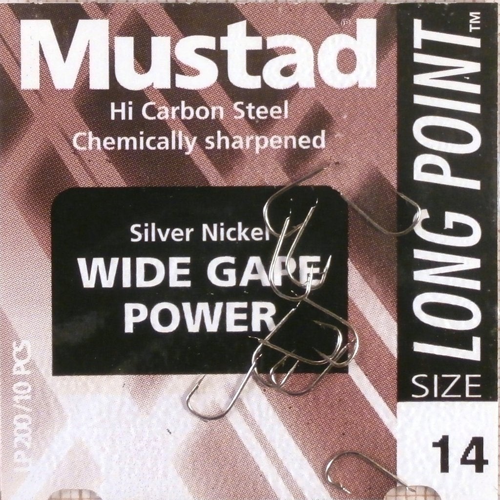 Mustad Long Point Wide Gape Power & Wide Gape Power Barbless, Verzenden, Nieuw, Haak