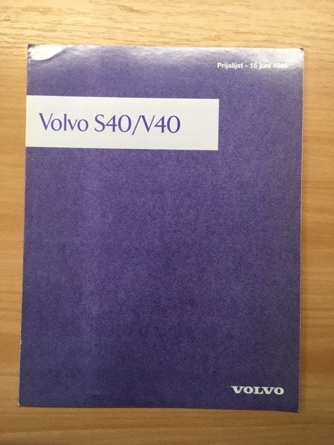 Prijslijst Volvo S40 / V40   1996  NL -  Zeer goede conditie, Ophalen of Verzenden, Zo goed als nieuw, Volvo