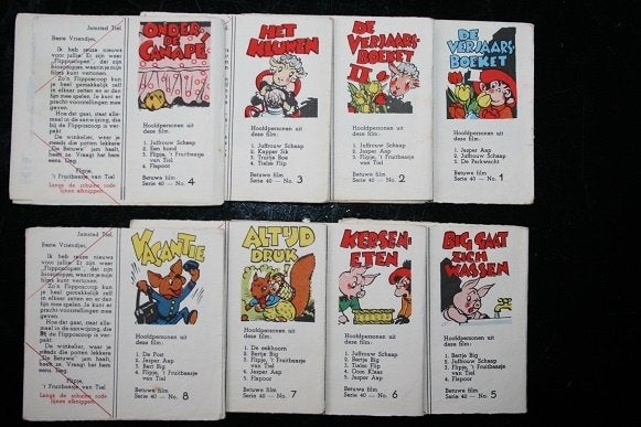 Flipje "filmstroken"- serie 40 compleet (8 boekjes), Complete serie of reeks, Verzenden, Gelezen