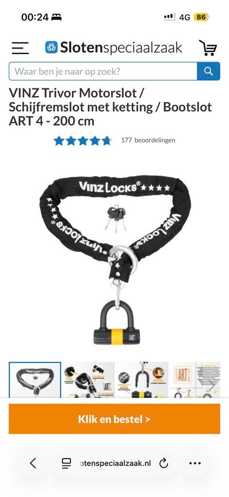Vinz Motorslot ART 4 - Zo goed als nieuw, Motoren, Accessoires | Sloten, Ophalen, Zo goed als nieuw