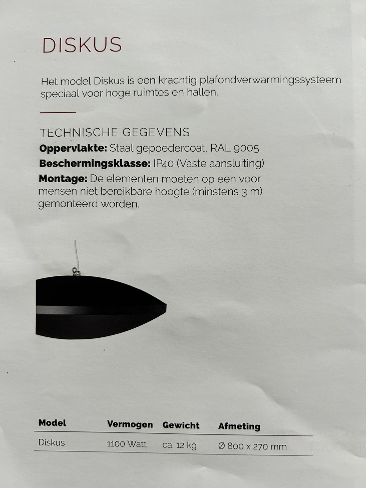 Redwell Diskus Infrarood verwarming., Ophalen