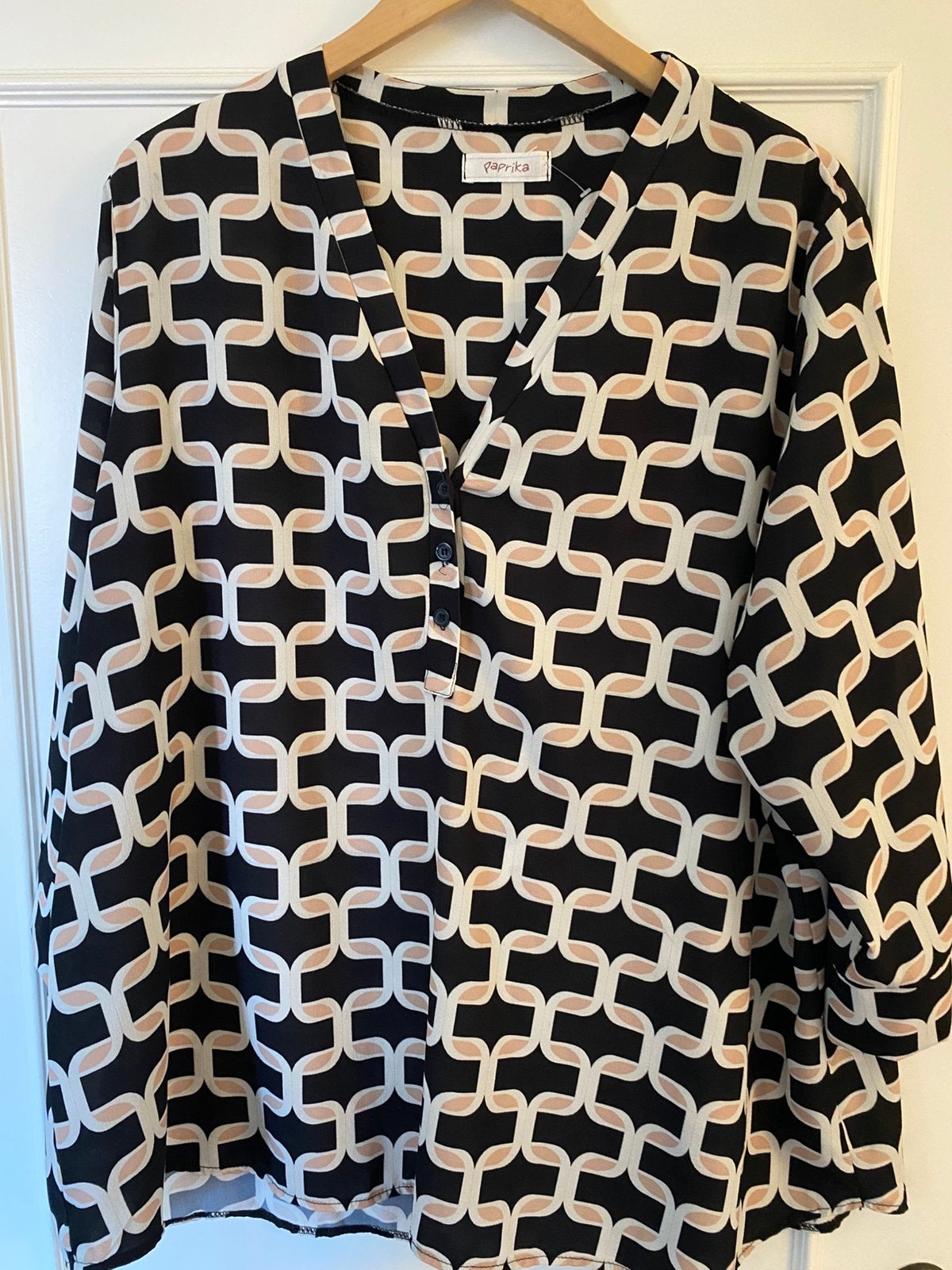 Paprika blouse zwart roze maat 46-48, Kleding | Dames, Ophalen of Verzenden, Gedragen, Zwart, Blouse of Tuniek