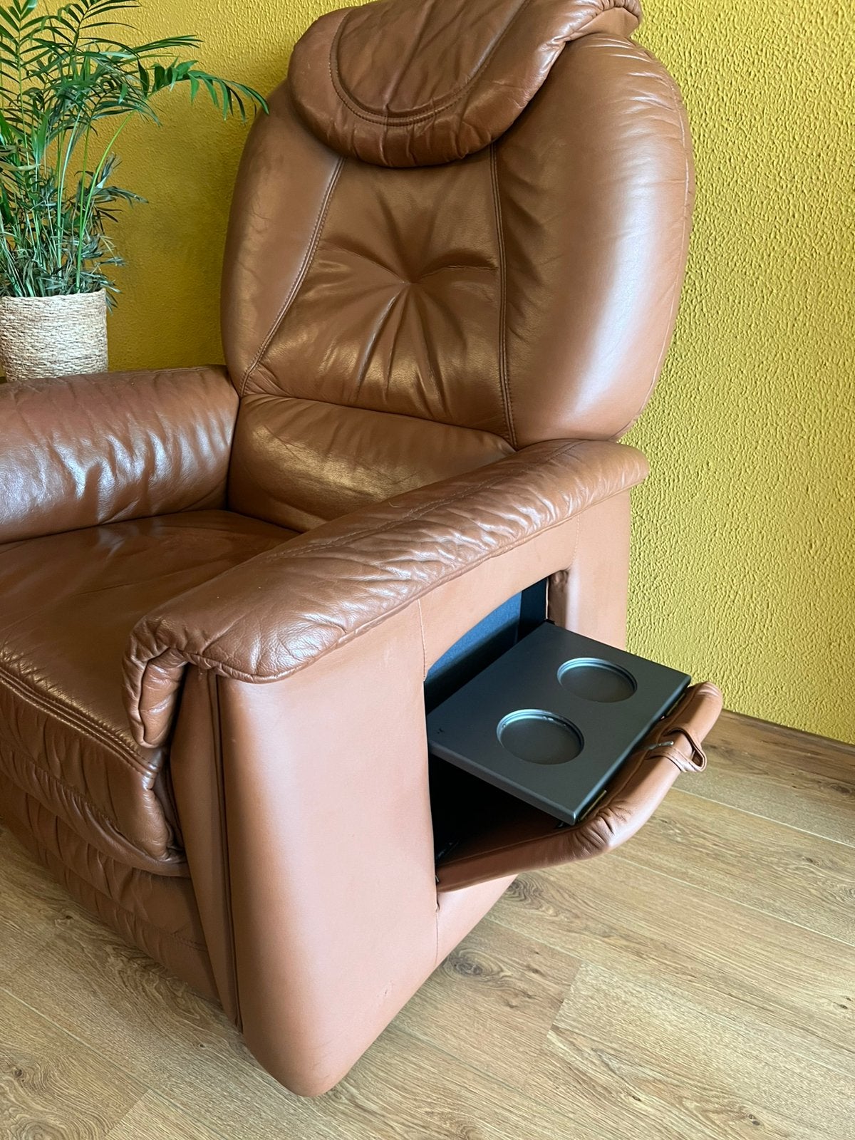 Heerlijke electrische relax fauteuil leer, Ophalen, Gebruikt, 75 tot 100 cm, Leer