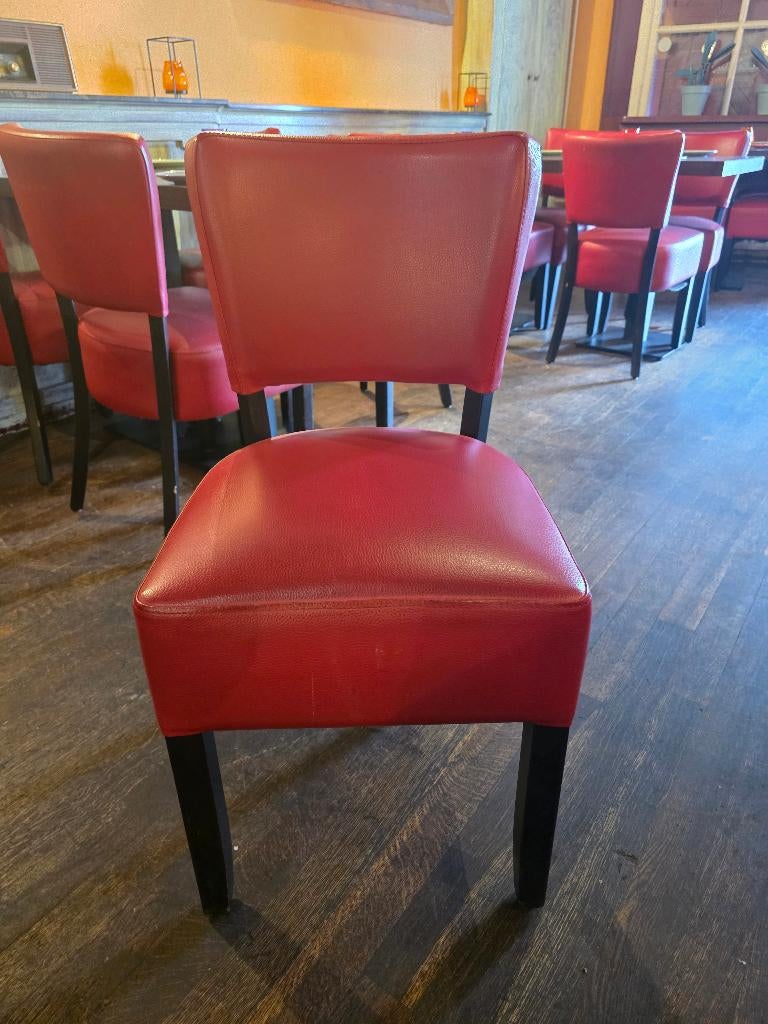 Rode leder horecastoelen (alles of deel), Ophalen, Gebruikt, Rood, Vijf, Zes of meer stoelen