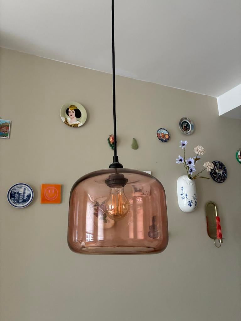 Glazen hanglamp - Rose, Ophalen, Zo goed als nieuw, Glas
