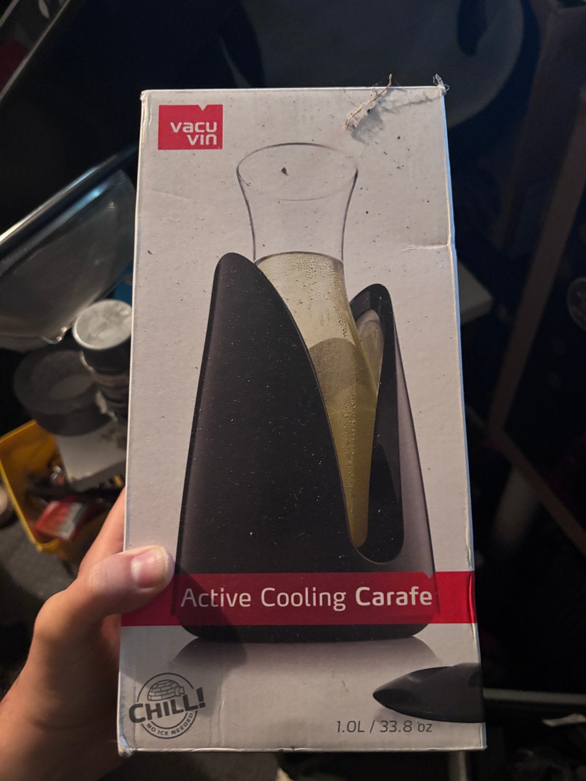 Vacu Vin Active Cooling Carafe 1.0L, Flessenkoeler, Glas, Nieuw, Ophalen of Verzenden