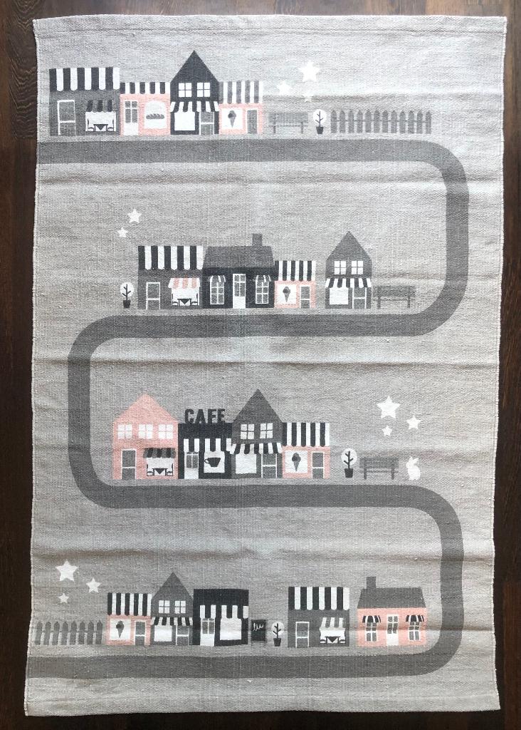 Roze, grijs & zwart kinder/speelkleed, 100 tot 150 cm, Zo goed als nieuw, Rechthoekig, Grijs