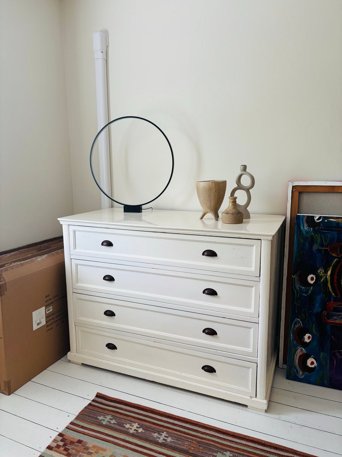 Antieke commode, wit geverfd met 4 lades, Ophalen