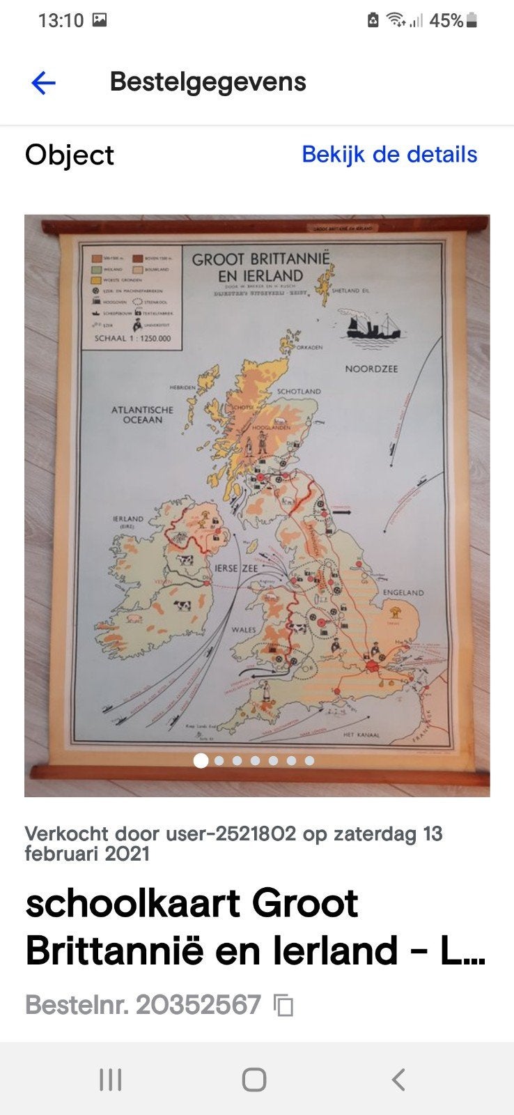 Vintage schoolkaart Groot-Brittannië en Ierland, Antiek en Kunst, Antiek | Schoolplaten, Ophalen, Aardrijkskunde