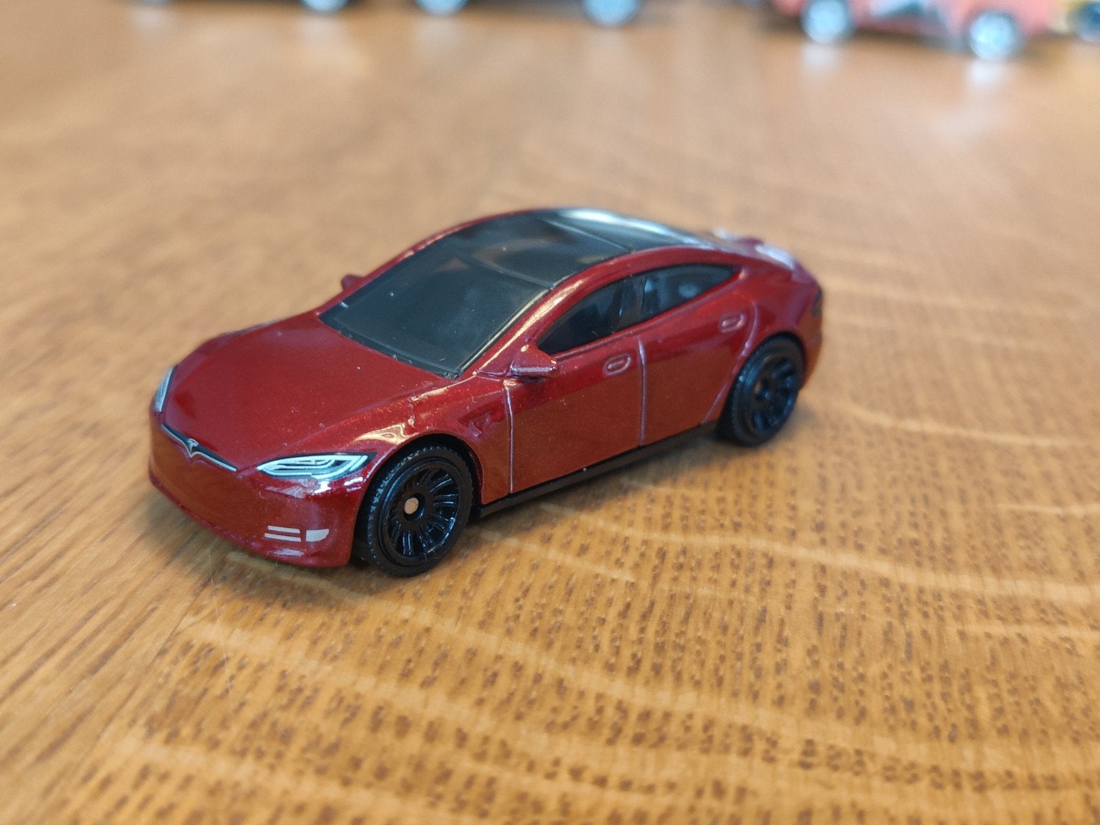 Matchbox Tesla Model S ROOD, Ophalen of Verzenden, Zo goed als nieuw, Auto