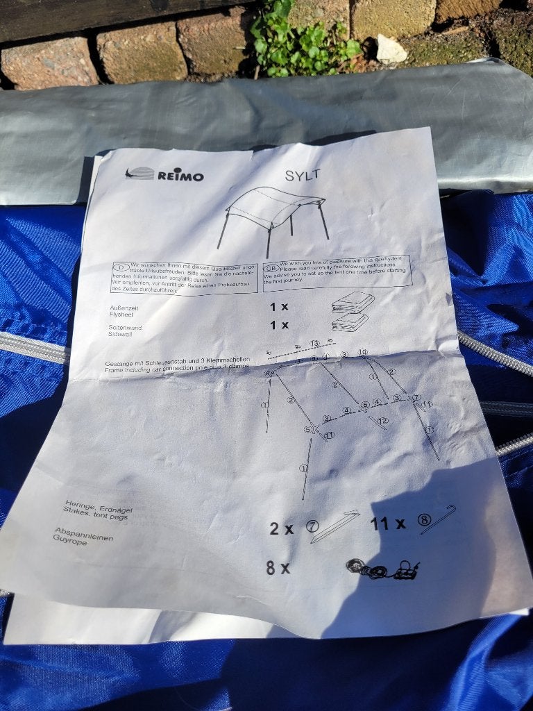 Reimo Sylt luifel met zijwand maar zonder pees, Ophalen, Nieuw