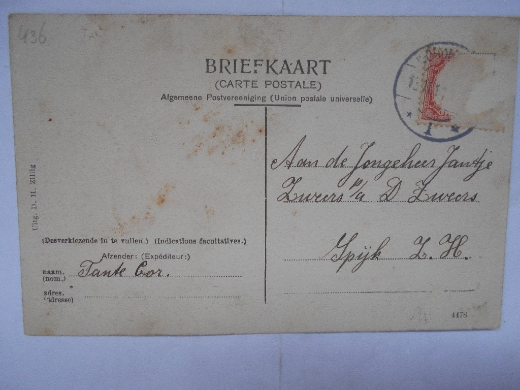 Woudrichem Orgel Hervormde Kerk - Oude Ansichtkaart uit 1910, Ophalen of Verzenden, Voor 1920, Gelopen, Muziek
