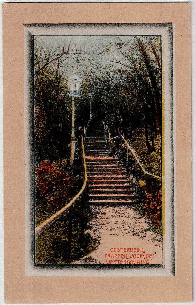 Oosterbeek gld, trappen westerbouwing, gelopen 1919,, Verzamelen, Verzenden, Voor 1920, Gelopen, Gelderland