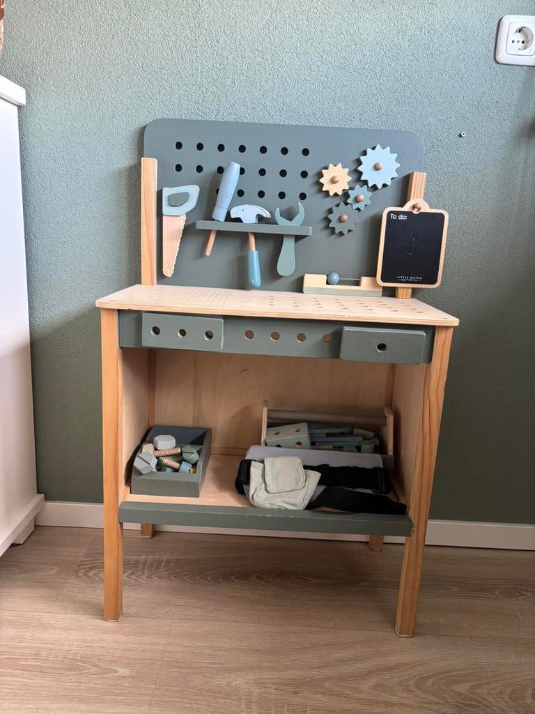 Little dutch keuken geverfd groen met benodigdheden, Kinderen en Baby's, Speelgoed | Houten speelgoed, Ophalen, Gebruikt, Meubelstuk of Keukentje