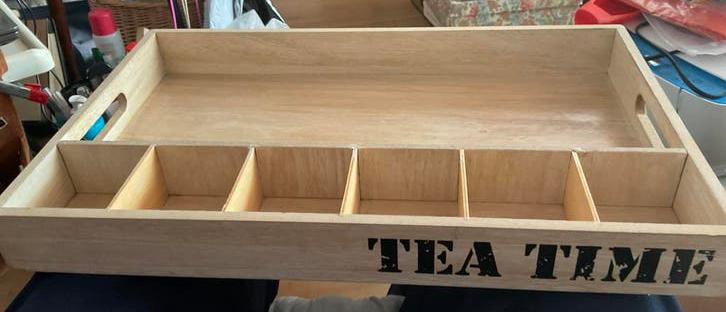 Houten tea time dienblad, Ophalen of Verzenden, Zo goed als nieuw, Rechthoekig, Hout