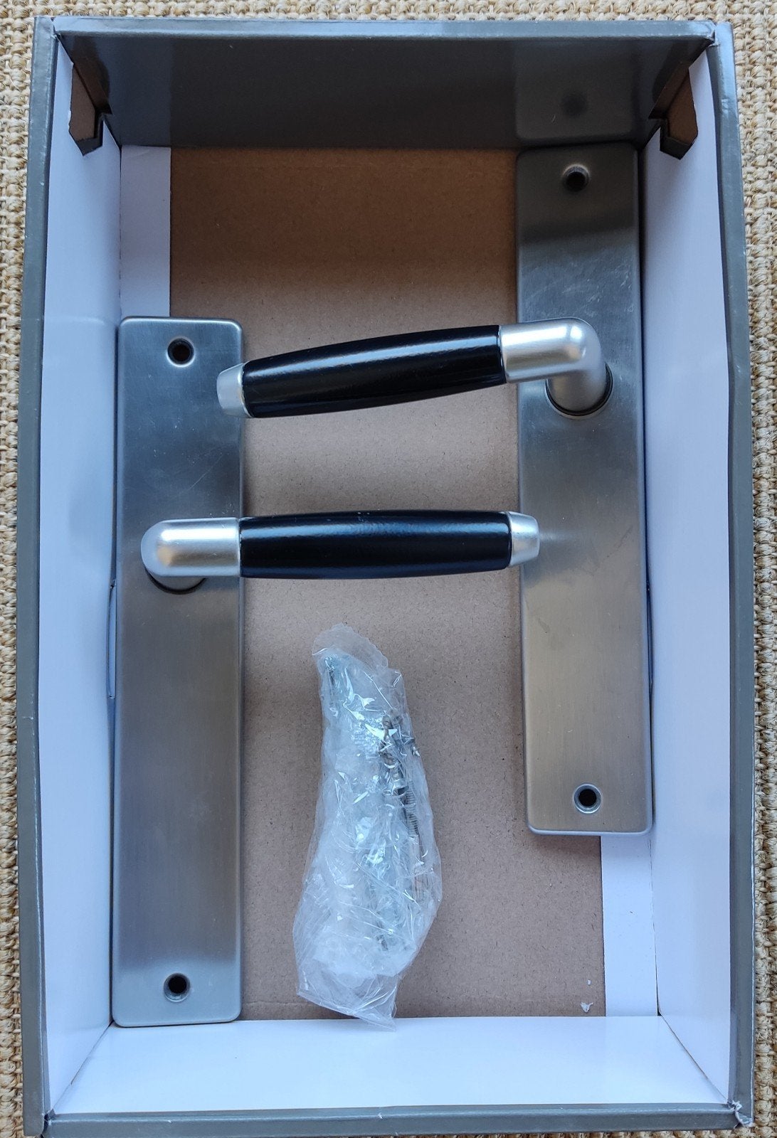 Deurklinken set RVS met zwarte handgrepen, Ophalen, Nieuw, Rvs, Klink of Kruk