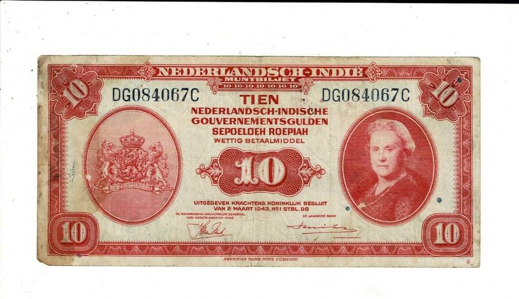 Nederlandsch Indië, 10 gulden 1943, Verzenden, 25 gulden